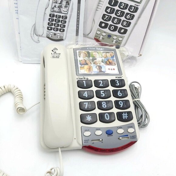 Plantronics Clarity P300 Big Buttons Amplified Volume Corded Phone with Box - Picture 3 of 10